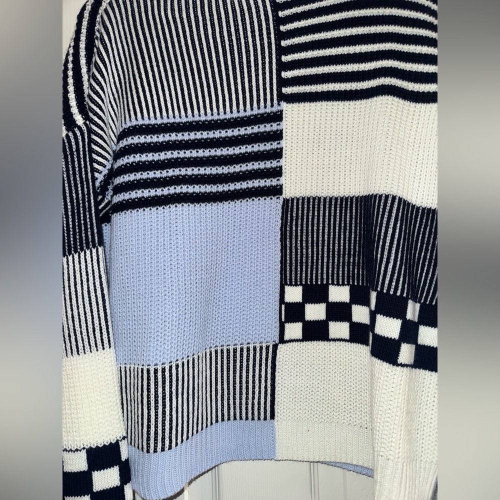 Black And White Patchwork Sweater - image 4